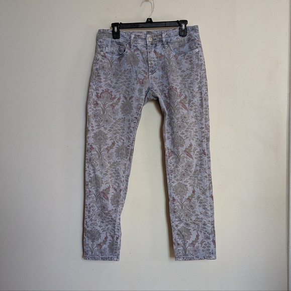 Pilcro Floral Print Slim Boyfriend Ankle Jeans Mid-rise Faded Wash Size 27 - Picture 1 of 7
